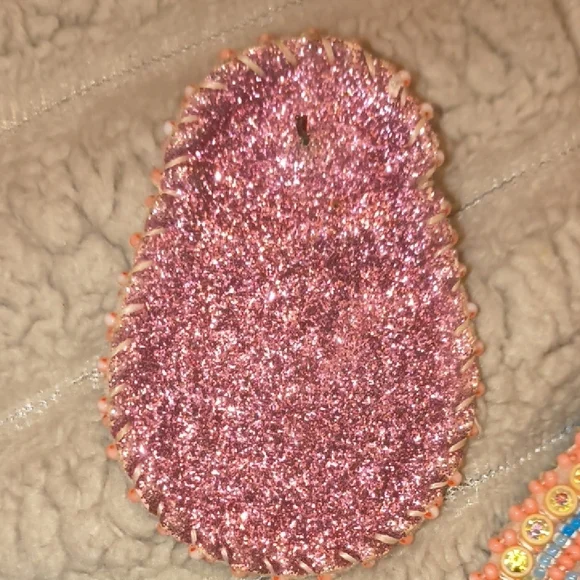 Hand Beaded Earrings with Floral Accent - Picture 4 of 5